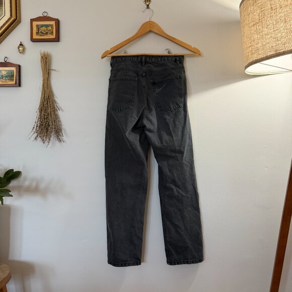 Zara High Waisted Denim "Mom Fit" Jeans 24" Grey / Black Faded Wash - Picture 2 of 4